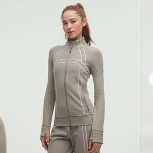 EUC Lululemon Define Track Jacket *Luon - Warm Ash Grey / White. Size 8